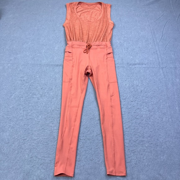 Free People Pants - Free People Movement Off To The Races Jumpsuit Women's Small Orange Romper Open